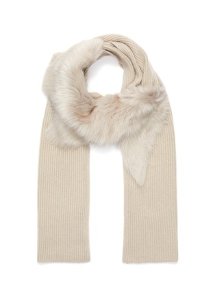 Main View - Click To Enlarge - KARL DONOGHUE - Lambskin shearling panel cashmere rib knit scarf