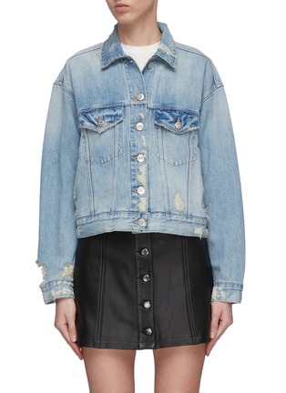 Main View - Click To Enlarge - 3X1 - Distressed oversized cropped denim jacket