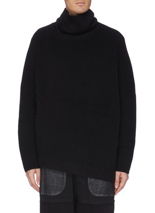Main View - Click To Enlarge - THE VIRIDI-ANNE - Zip side asymmetric hem wool turtleneck sweater