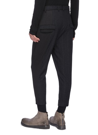 Back View - Click To Enlarge - THE VIRIDI-ANNE - Belted pinstripe cropped wool pants