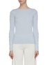 Main View - Click To Enlarge - CRUSH COLLECTION - Cutout button sleeve cashmere-silk rib knit top
