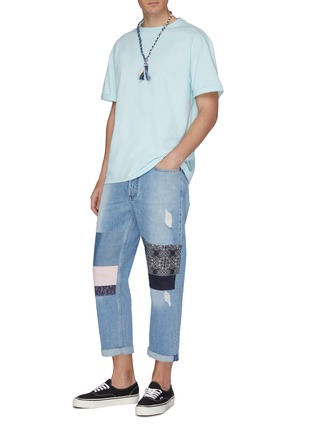 Figure View - Click To Enlarge - DENHAM - Patchwork cropped jeans