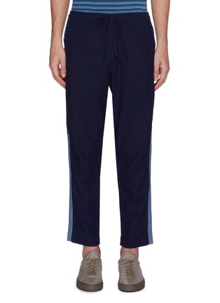 Main View - Click To Enlarge - DENHAM - 'Carlton' stripe outseam cotton-linen jogging pants