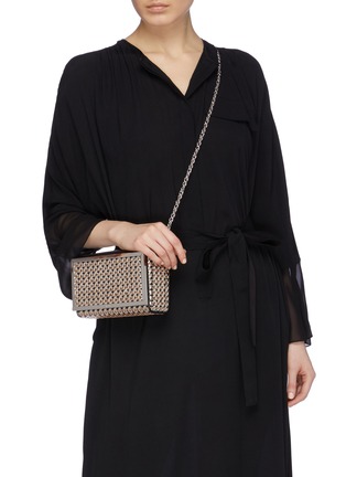Front View - Click To Enlarge - RODO - Basketweave leather chain box clutch