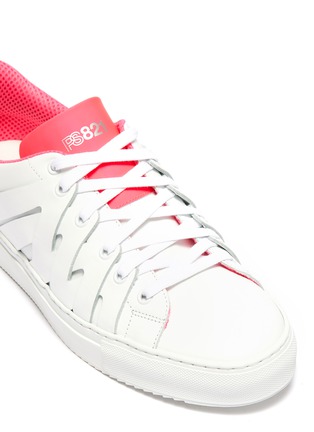 Detail View - Click To Enlarge - PS821 - 'Alpha Fluro' neon tongue cutout leather sneakers