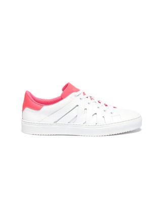 Main View - Click To Enlarge - PS821 - 'Alpha Fluro' neon tongue cutout leather sneakers