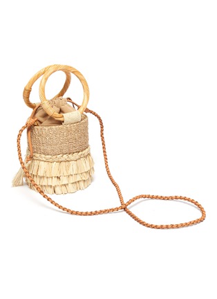 Detail View - Click To Enlarge - ARANÁZ - 'Nona' raffia fringe straw bucket bag