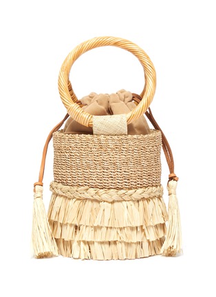 Main View - Click To Enlarge - ARANÁZ - 'Nona' raffia fringe straw bucket bag