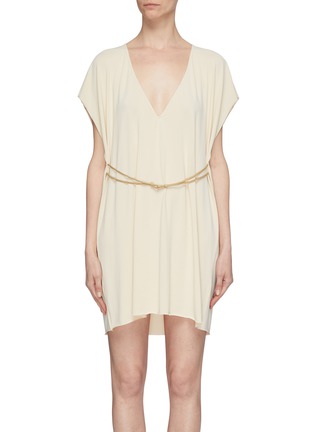 Main View - Click To Enlarge - ERES - 'Tiara' belted front V-neck mini dress
