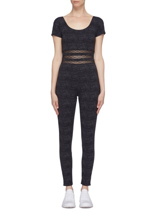 Main View - Click To Enlarge - ERES - 'Synergie' lace panel scribble print performance jumpsuit