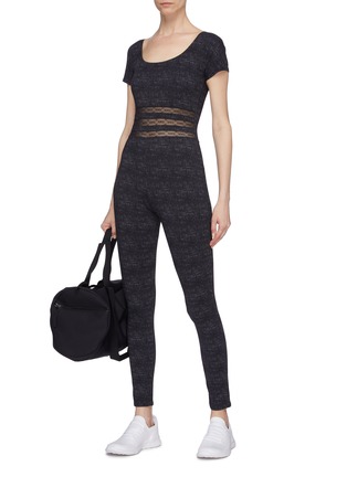 Figure View - Click To Enlarge - ERES - 'Synergie' lace panel scribble print performance jumpsuit