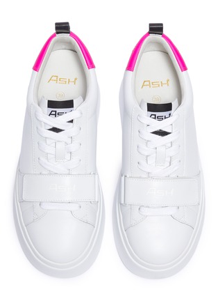 Detail View - Click To Enlarge - ASH - 'Miracle' neon collar leather platform sneakers