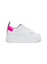 Main View - Click To Enlarge - ASH - 'Miracle' neon collar leather platform sneakers