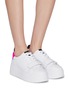 Figure View - Click To Enlarge - ASH - 'Miracle' neon collar leather platform sneakers