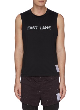 Main View - Click To Enlarge - SATISFY - 'Fast Lane' reflective slogan print Dri-Release™ performance muscle tank