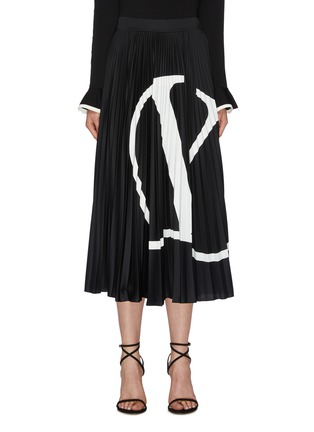 Main View - Click To Enlarge - VALENTINO GARAVANI - 'VLOGO' print plissé pleated skirt