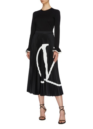 Figure View - Click To Enlarge - VALENTINO GARAVANI - 'VLOGO' print plissé pleated skirt