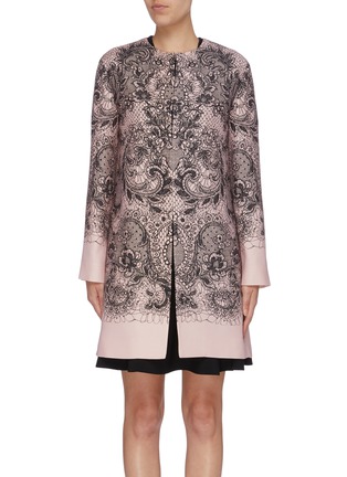 Main View - Click To Enlarge - VALENTINO GARAVANI - Lace print virgin wool-silk coat