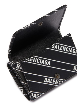 Detail View - Click To Enlarge - BALENCIAGA - 'BB' stripe logo print leather mini wallet