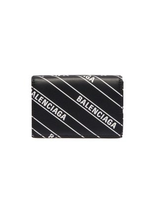 Main View - Click To Enlarge - BALENCIAGA - 'BB' stripe logo print leather mini wallet