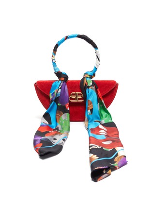 Main View - Click To Enlarge - BALENCIAGA - 'Opera' scarf ring handle mini suede clutch