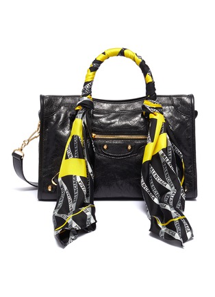 Main View - Click To Enlarge - BALENCIAGA - 'Classic City' monogram print scarf handle small leather bag