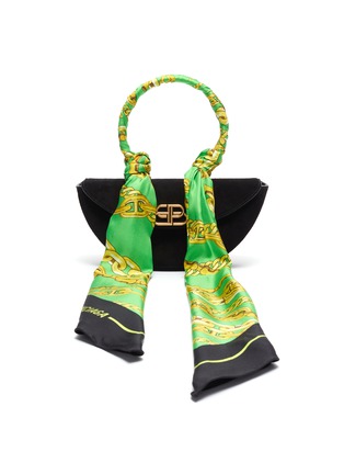 Main View - Click To Enlarge - BALENCIAGA - 'Opera' scarf ring handle mini suede clutch