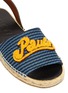 Detail View - Click To Enlarge - LOEWE - x Paula's Ibiza chenille logo patch stripe canvas espadrille slingback sandals