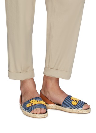 Figure View - Click To Enlarge - LOEWE - x Paula's Ibiza chenille logo patch stripe canvas espadrille slingback sandals