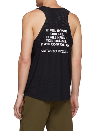 Back View - Click To Enlarge - SATISFY - 'Born to Run' slogan print perforated performance tank top