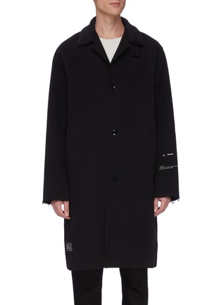 Main View - Click To Enlarge - SONG FOR THE MUTE - Contrast collar logo slogan print twill coat