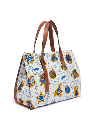 Detail View - Click To Enlarge - LOEWE - x Paula's Ibiza leather logo patch graphic print canvas tote bag