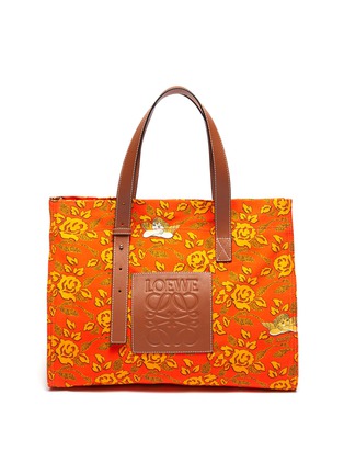 Main View - Click To Enlarge - LOEWE - x Paula's Ibiza leather logo patch floral print canvas tote bag