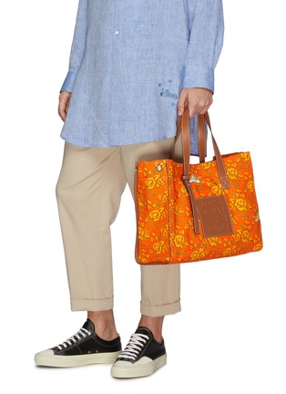 Figure View - Click To Enlarge - LOEWE - x Paula's Ibiza leather logo patch floral print canvas tote bag