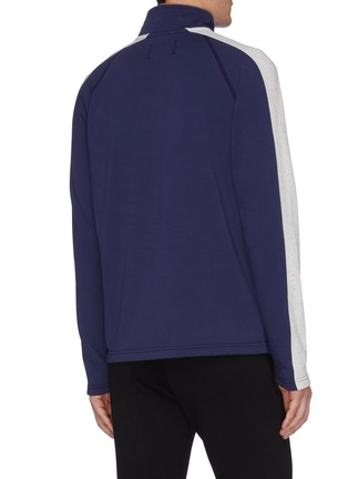 Back View - Click To Enlarge - REIGNING CHAMP - Stripe sleeve half-zip Pima cotton raglan sweatshirt