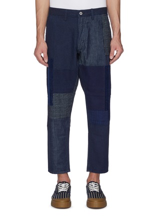Main View - Click To Enlarge - FDMTL - Mix panel Boro patchwork cropped jeans