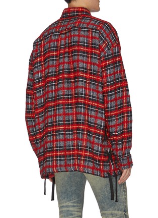 Back View - Click To Enlarge - FAITH CONNEXION - Lace-up outseam check plaid tweed shirt jacket