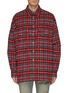 Main View - Click To Enlarge - FAITH CONNEXION - Lace-up outseam check plaid tweed shirt jacket