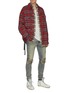 Figure View - Click To Enlarge - FAITH CONNEXION - Lace-up outseam check plaid tweed shirt jacket