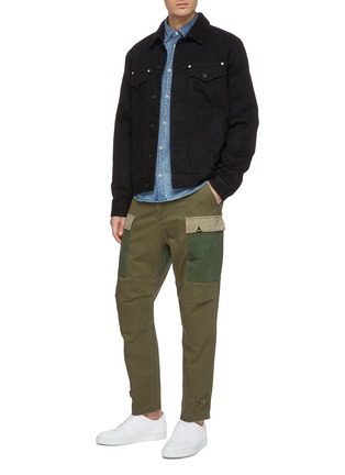 Figure View - Click To Enlarge - DENHAM - 'Nato' patchwork cargo pockets twill pants