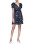 Figure View - Click To Enlarge - SELF-PORTRAIT - Puff sleeve star print satin mini dress