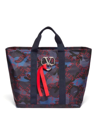 Main View - Click To Enlarge - VALENTINO GARAVANI - Valentino Garavani 'VLTN Grid' print VRing camouflage tote bag