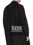 Front View - Click To Enlarge - VALENTINO GARAVANI - Valentino Garavani 'VLTN' logo print leather convertible belt bag