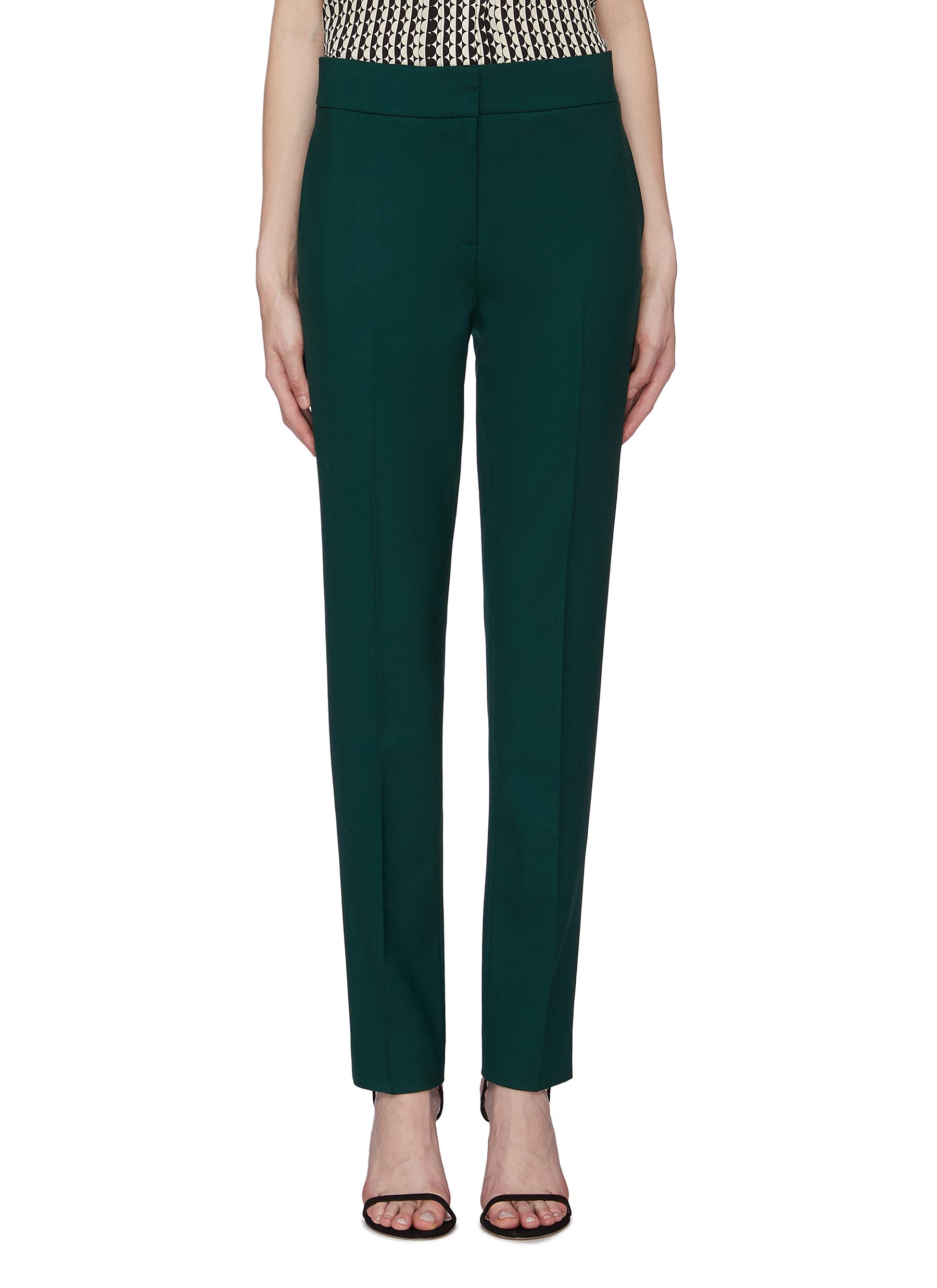 Wool gabardine skinny suiting pants by Oscar De La Renta