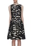 Main View - Click To Enlarge - OSCAR DE LA RENTA - Zebra fil coupé pleated sleeveless dress
