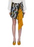 Main View - Click To Enlarge - OSCAR DE LA RENTA - Tassel fringe drape mix floral patchwork skirt