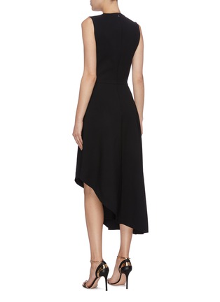 Back View - Click To Enlarge - OSCAR DE LA RENTA - Gathered side asymmetric sleeveless dress