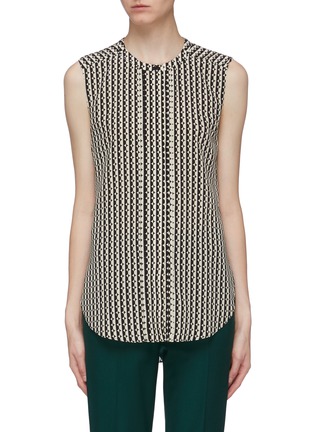 Main View - Click To Enlarge - OSCAR DE LA RENTA - Circle stripe print silk crepe sleeveless blouse