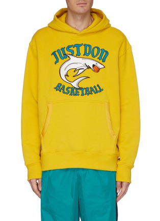 Main View - Click To Enlarge - JUST DON - 'Just Don Basketball' slogan shark embroidered hoodie