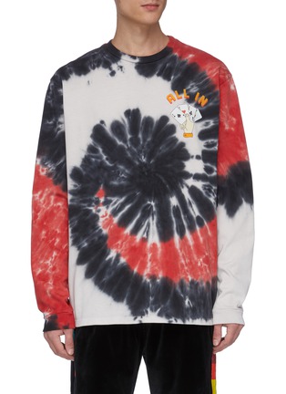 Main View - Click To Enlarge - JUST DON - Slogan graphic print tie dye effect long sleeve T-shirt